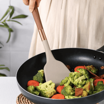 Juego de utensilios de cocina con cabezales de silicona