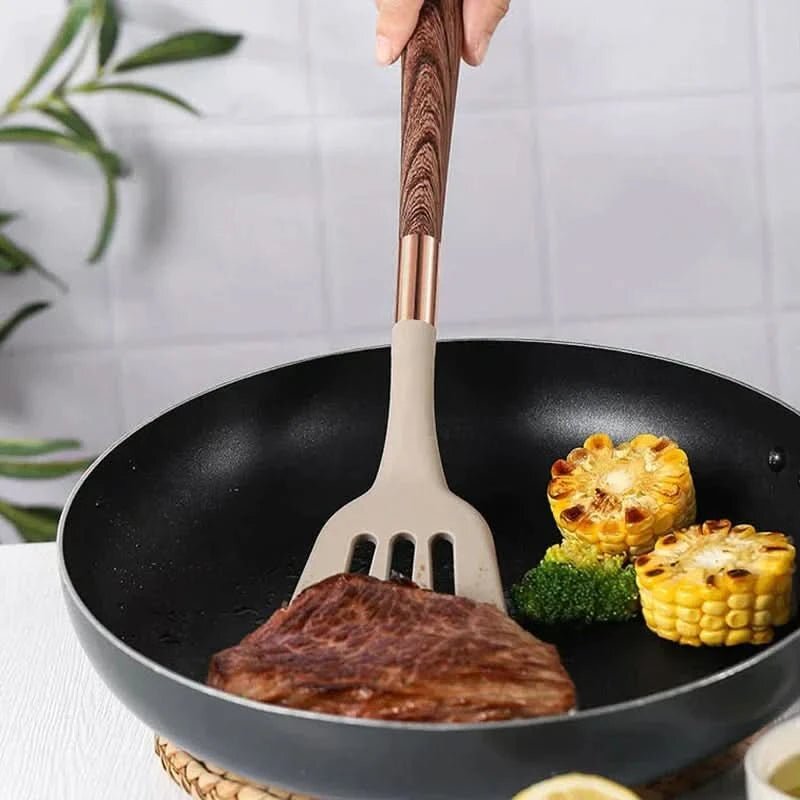 Juego de utensilios de cocina con cabezales de silicona
