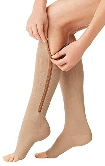 Medias de compresión hasta la rodilla con cremallera lateral