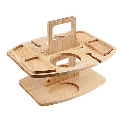 Mesa de vino portátil de madera de varios niveles