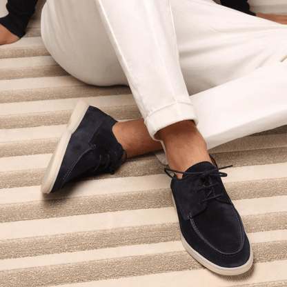Mocasines con cordones para hombre con costura moc toe