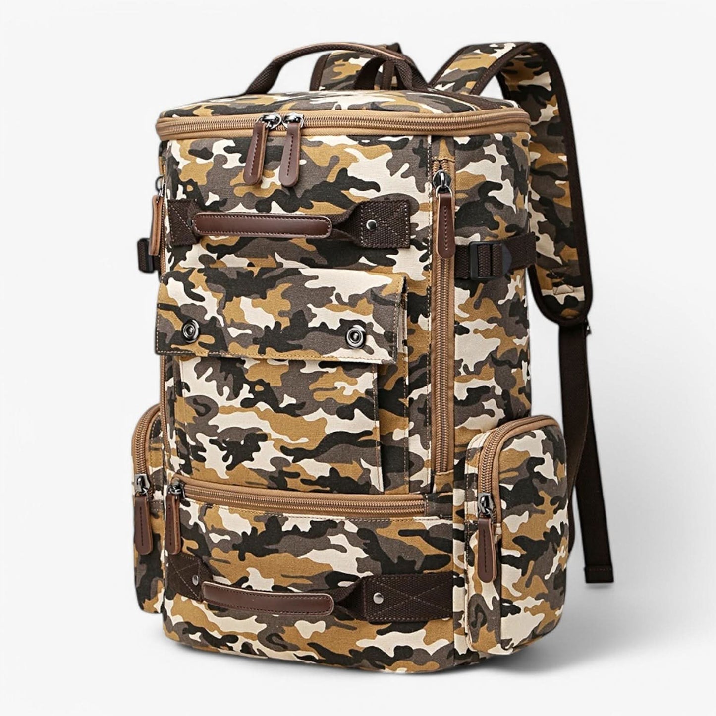 Mochila de lona con bolsillos laterales