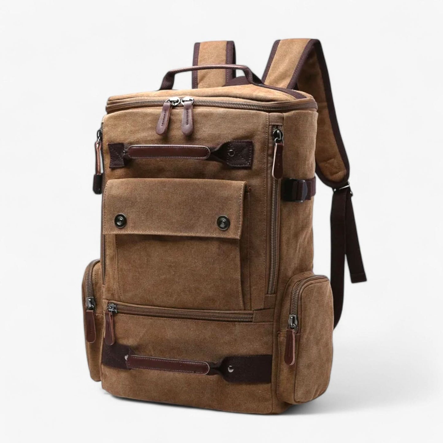 Mochila de lona con bolsillos laterales