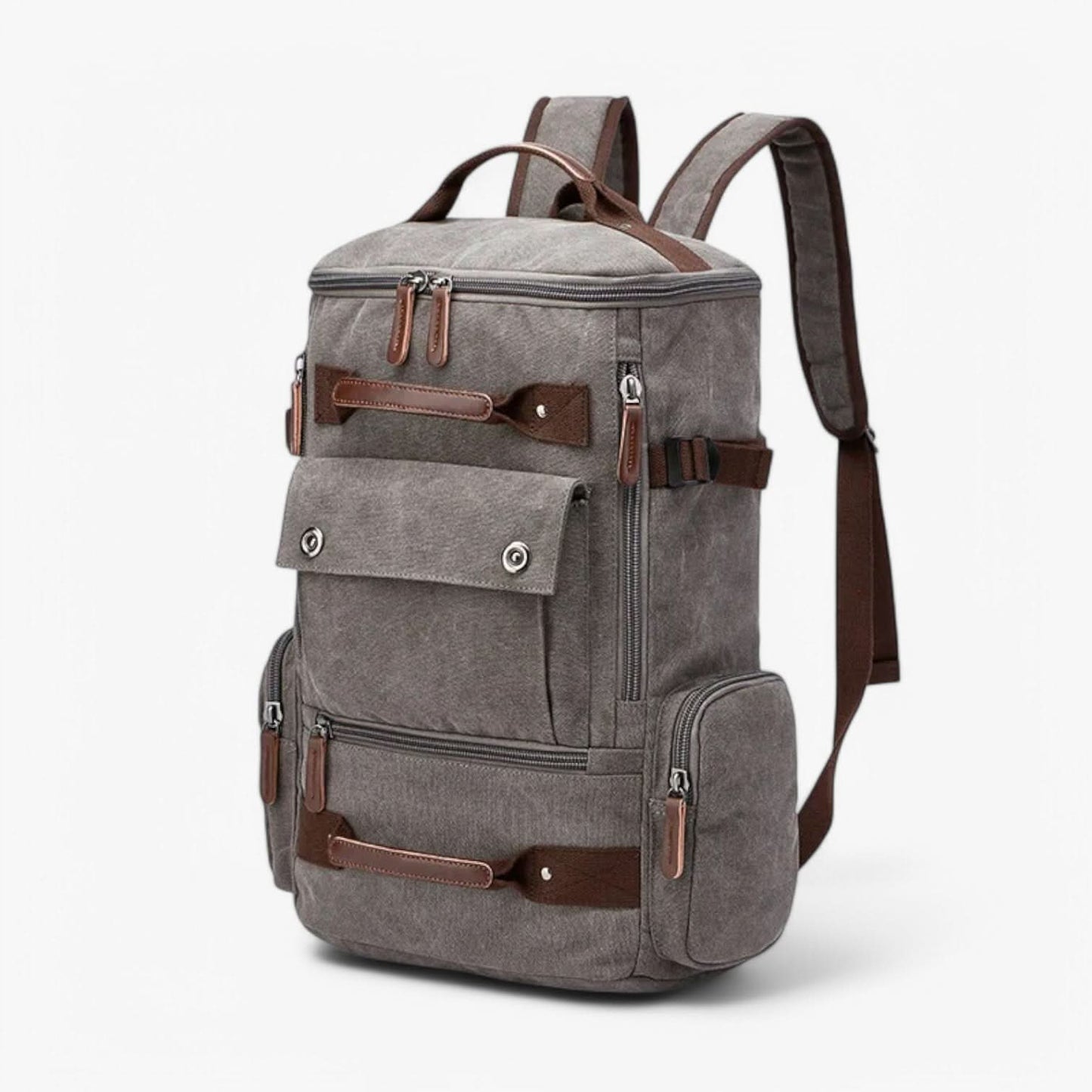Mochila de lona con bolsillos laterales