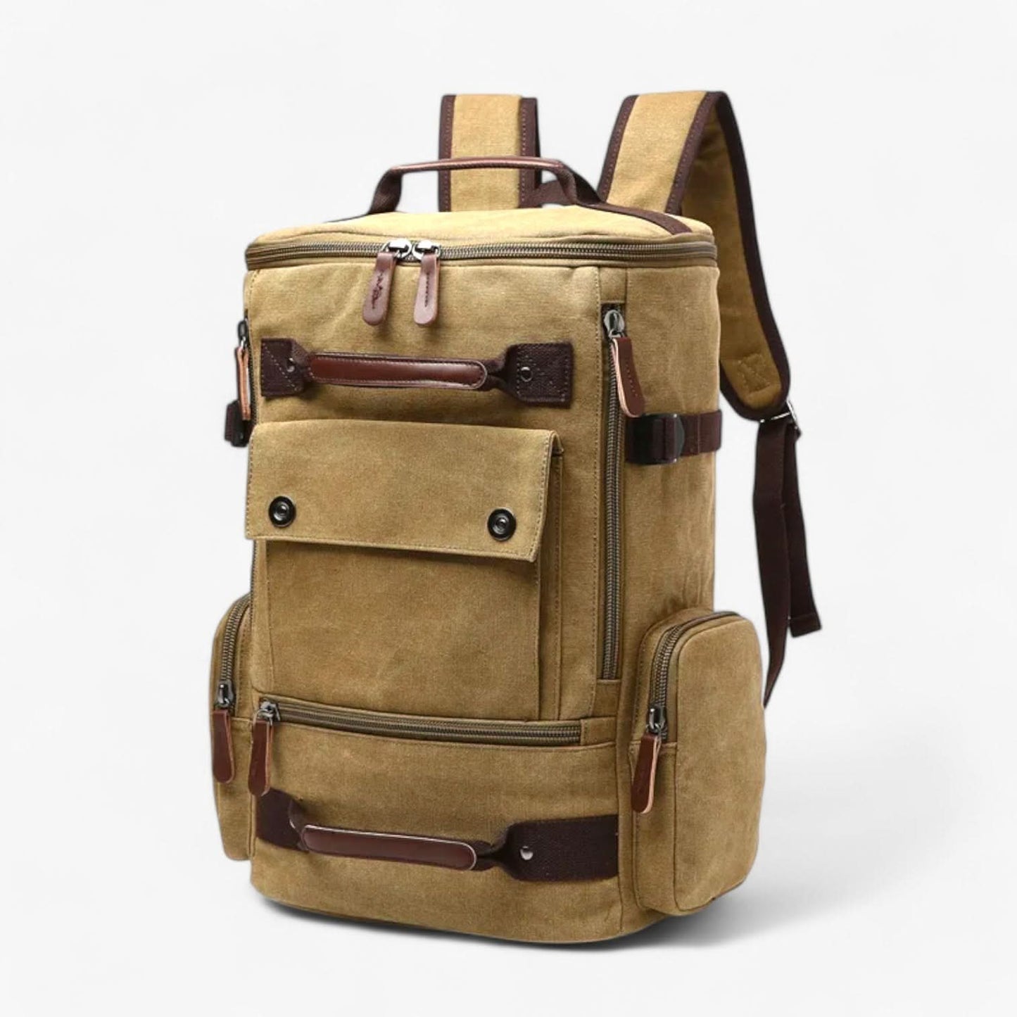 Mochila de lona con bolsillos laterales