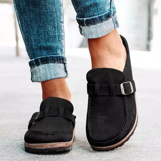 Mule tipo slip-on para mujer con correa y hebilla
