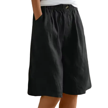 Pantalones cortos de pierna ancha para mujer con cintura elástica