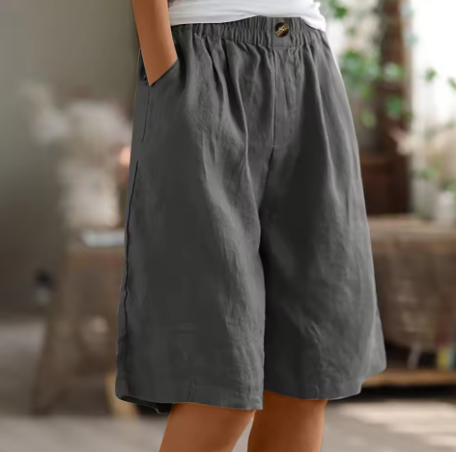 Pantalones cortos de pierna ancha para mujer con cintura elástica