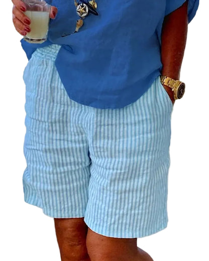 Pantalones cortos para mujer con patrón de rayas verticales