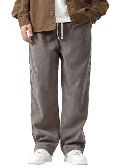 Pantalones de pana de pierna ancha para hombre con cordón en la cintura