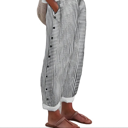 Pantalones rectos para mujer con estampado de rayas