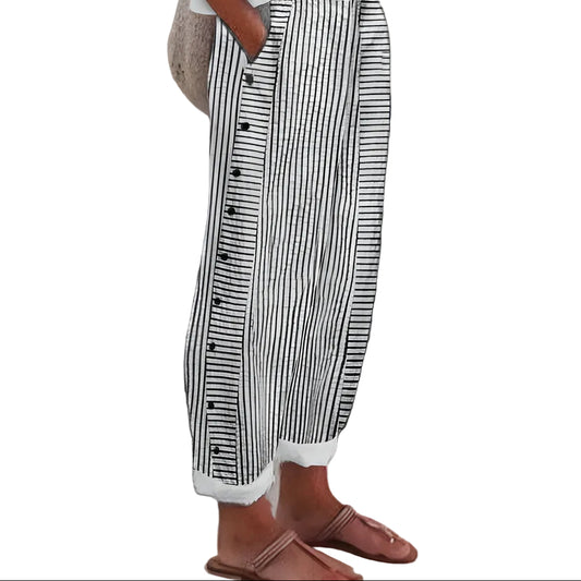 Pantalones rectos para mujer con estampado de rayas