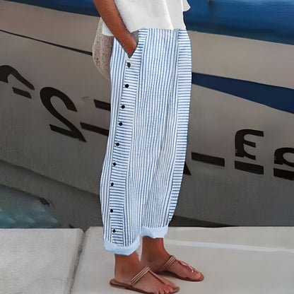 Pantalones rectos para mujer con estampado de rayas