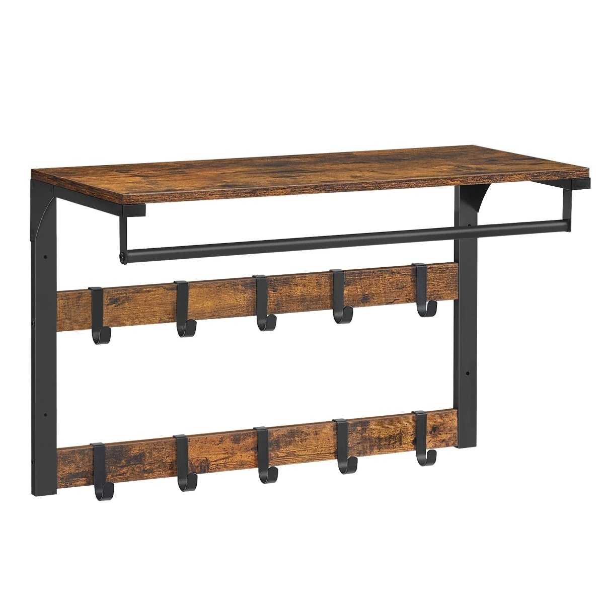 Perchero de pared con estante y ganchos