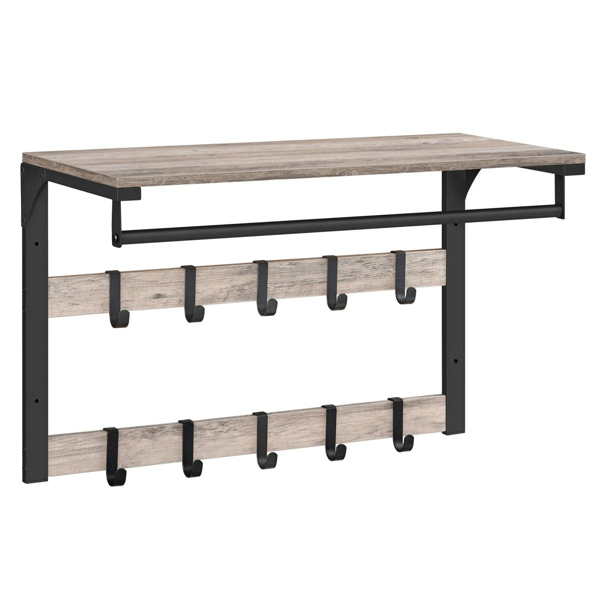 Perchero de pared con estante y ganchos
