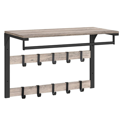 Perchero de pared con estante y ganchos