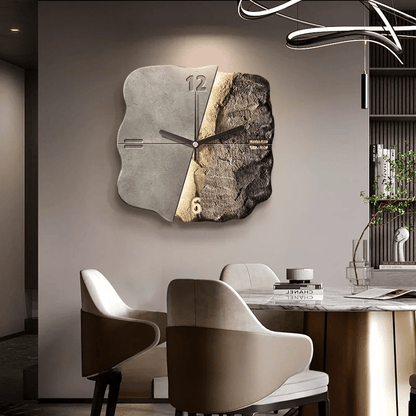 Reloj de pared cuadrado con esfera de textura dividida