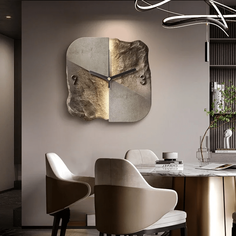 Reloj de pared cuadrado con esfera de textura dividida