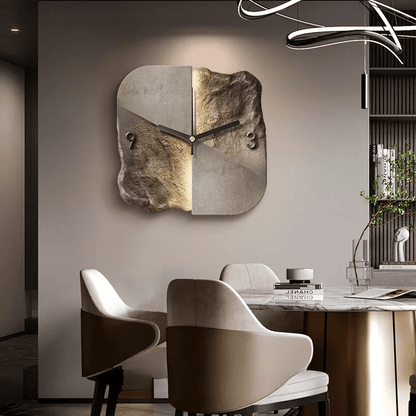 Reloj de pared cuadrado con esfera de textura dividida