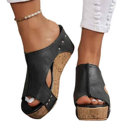 Sandalias abiertas con cuña para mujer