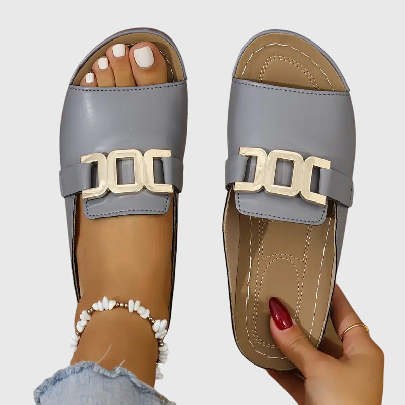 Sandalias con plataforma sin cordones para mujer con hebilla cuadrada