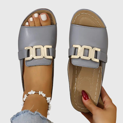 Sandalias con plataforma sin cordones para mujer con hebilla cuadrada