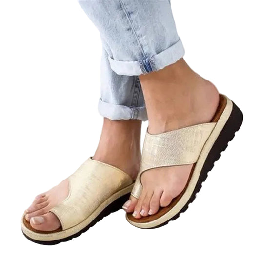 Sandalias de cuña con lazo para el dedo para mujer