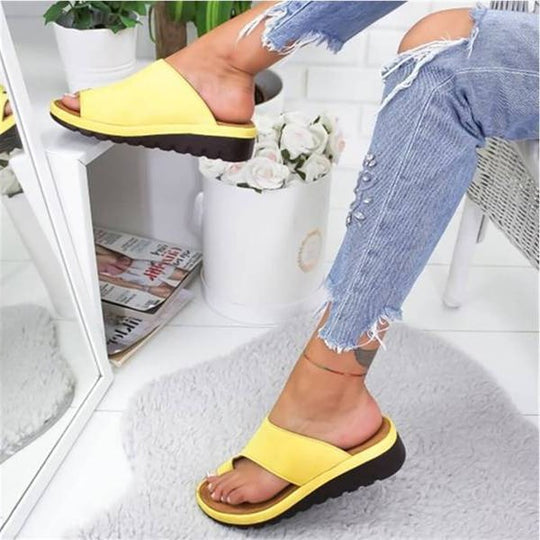 Sandalias de cuña con lazo para el dedo para mujer
