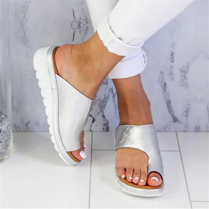 Sandalias de cuña con lazo para el dedo para mujer