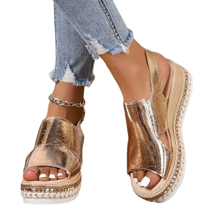 Sandalias de cuña con plataforma para mujer con tira trasera