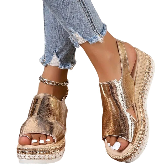 Sandalias de cuña con plataforma para mujer con tira trasera