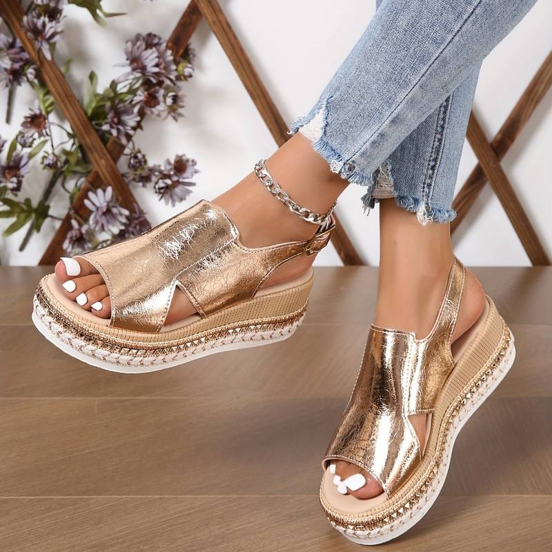 Sandalias de cuña con plataforma para mujer con tira trasera