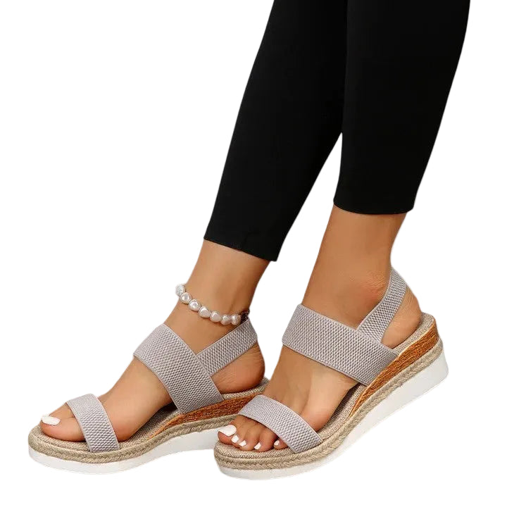 Sandalias de cuña con plataforma para mujer y tira elástica