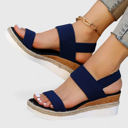 Sandalias de cuña con plataforma para mujer y tira elástica
