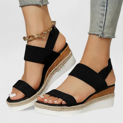 Sandalias de cuña con plataforma para mujer y tira elástica
