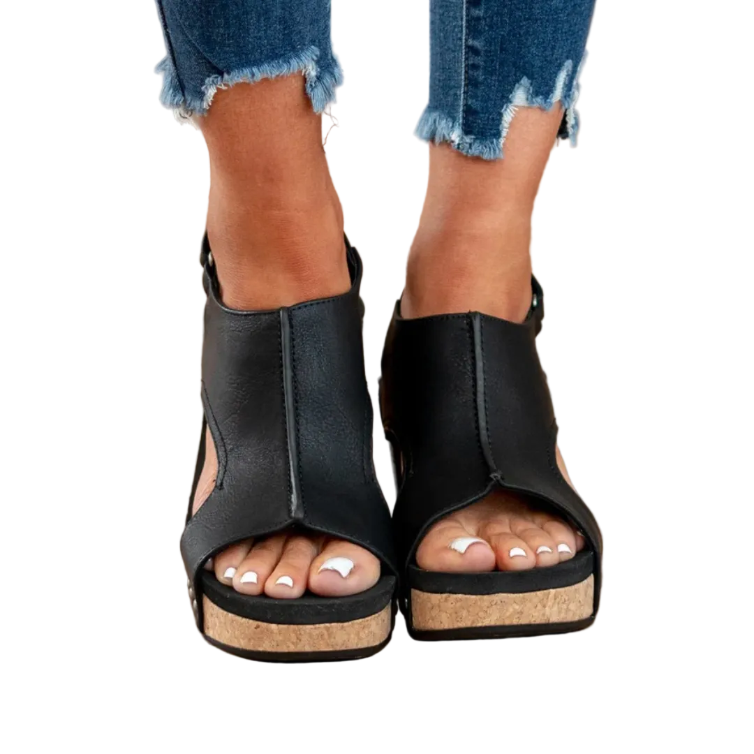 Sandalias de cuña para mujer con correa trasera