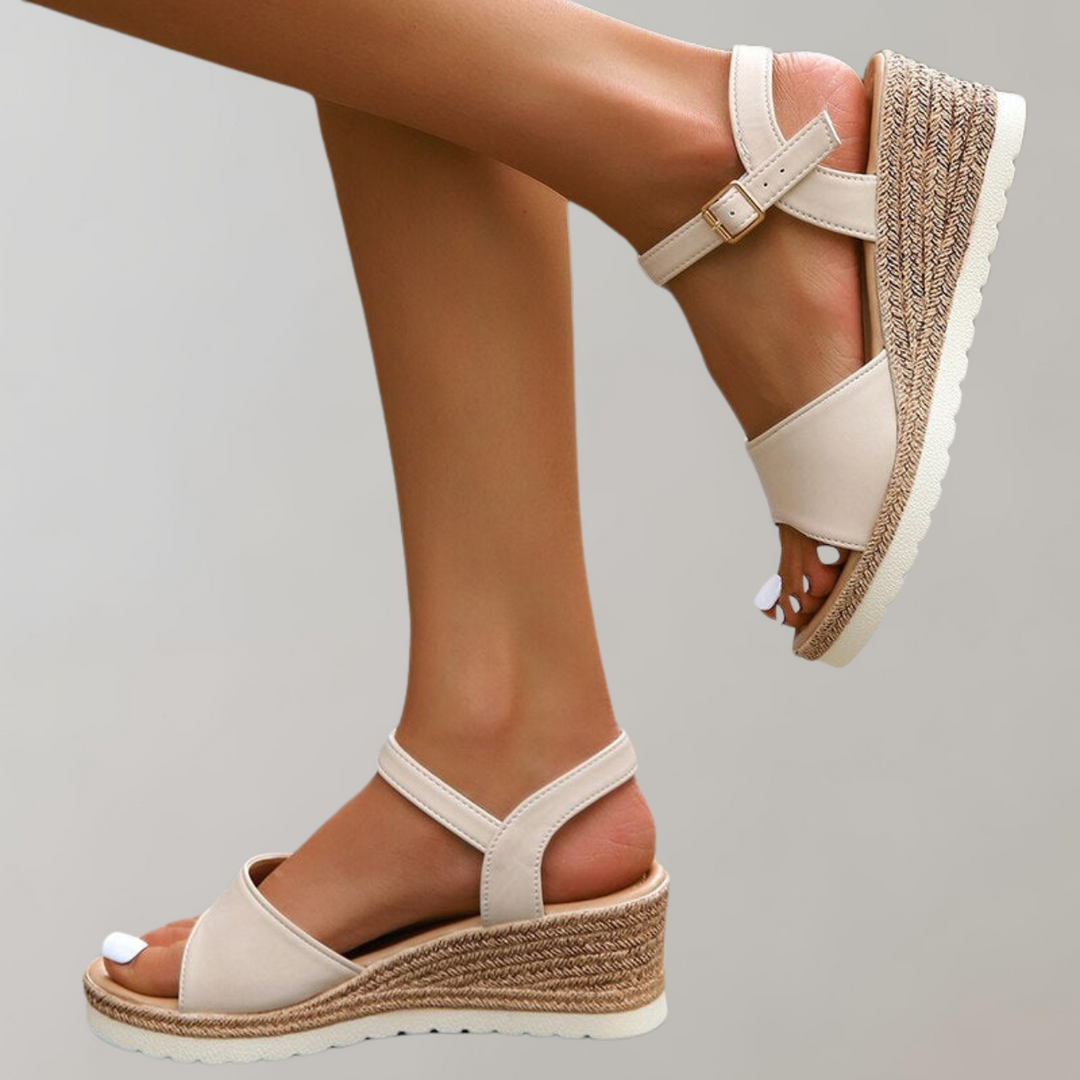 Sandalias de cuña para mujer con tira al tobillo