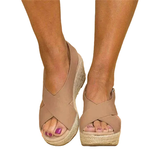 Sandalias de cuña para mujer con tiras cruzadas