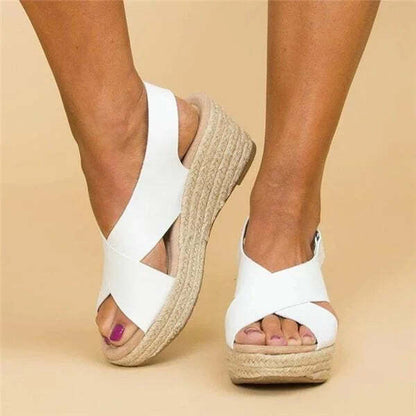 Sandalias de cuña para mujer con tiras cruzadas