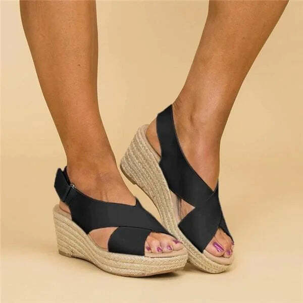 Sandalias de cuña para mujer con tiras cruzadas