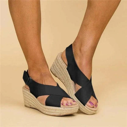 Sandalias de cuña para mujer con tiras cruzadas