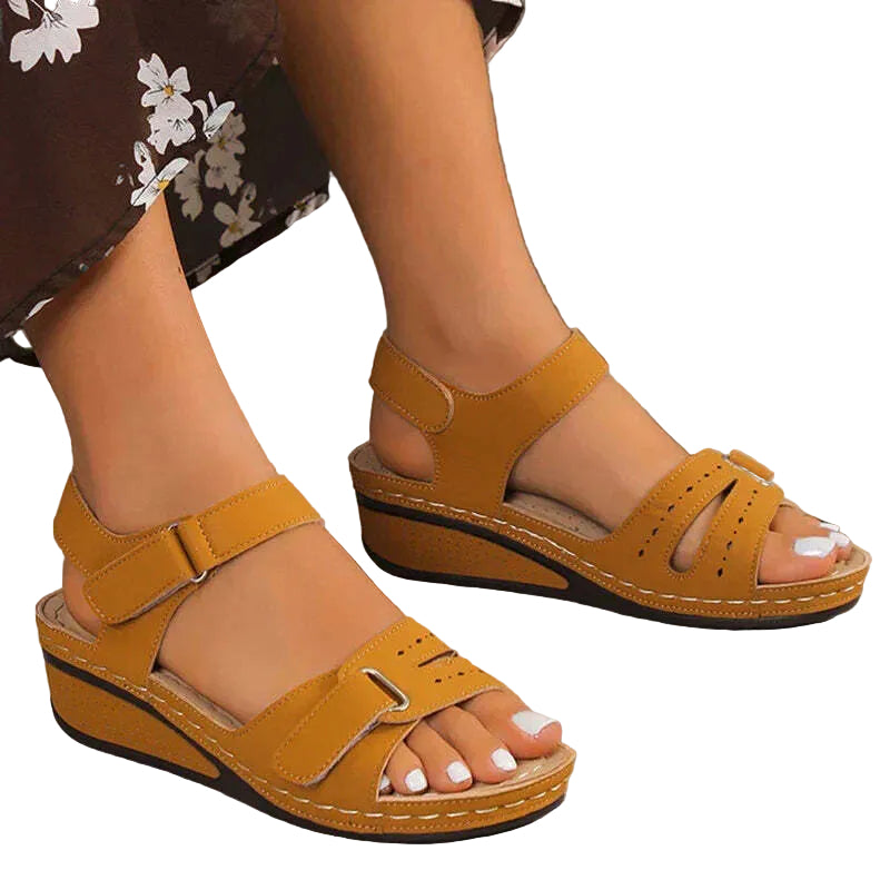 Sandalias de cuña para mujer con tiras de cierre autoadherente
