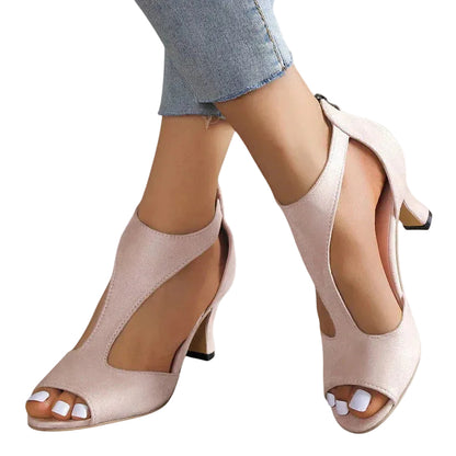 Sandalias de tacón alto para mujer con cremallera