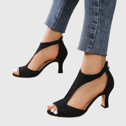 Sandalias de tacón alto para mujer con cremallera