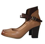 Sandalias de tacón para mujer con punta cuadrada y correa al tobillo