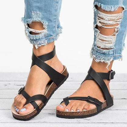 Sandalias para mujer con anilla para el dedo y tira al tobillo