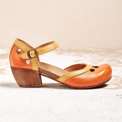 Sandalias para mujer con punta cerrada y correa con hebilla