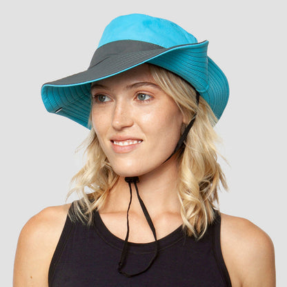 Sombrero de sol para mujer con ala ancha y botones a presión laterales
