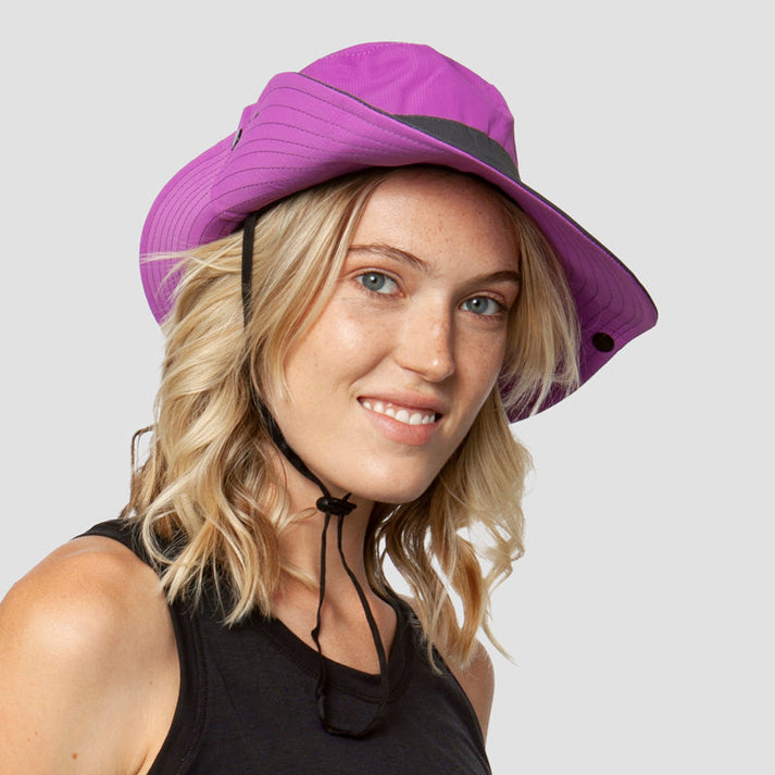 Sombrero de sol para mujer con ala ancha y botones a presión laterales