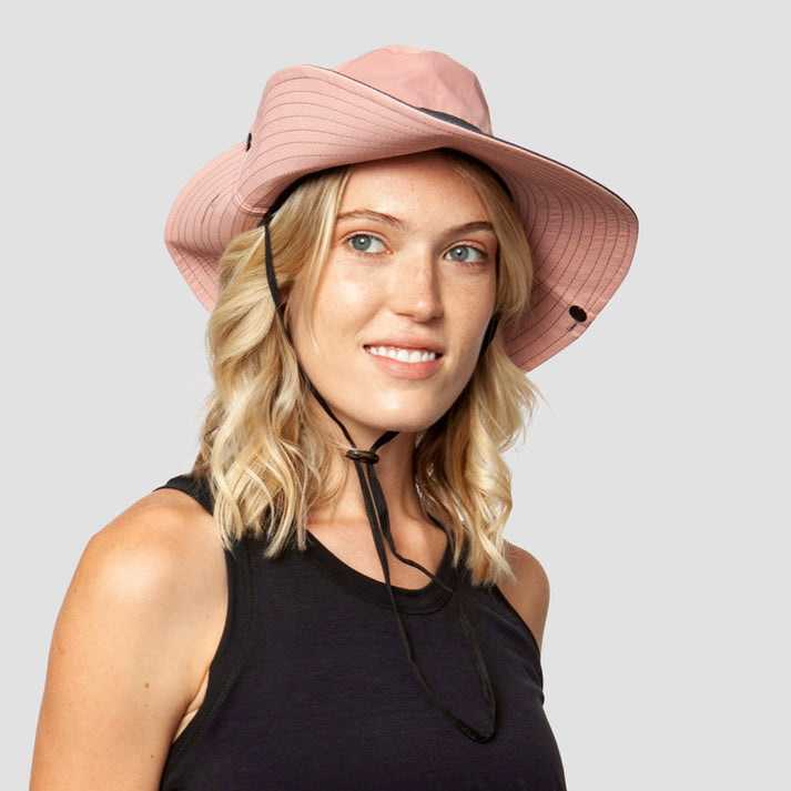 Sombrero de sol para mujer con ala ancha y botones a presión laterales